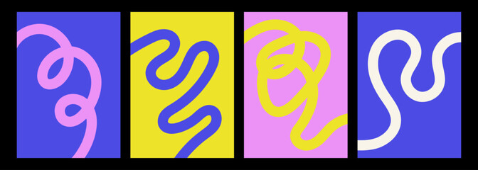 Wall Mural - abstract playful minimalistic background with wavy line. poster with organic curvy curly stripe. wav
