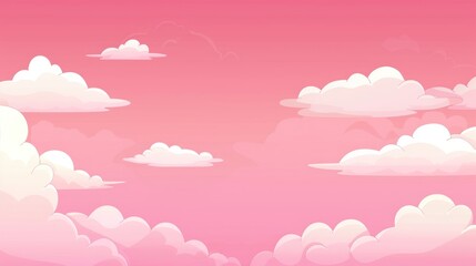 Sticker - Pink Sky with Cartoon Clouds