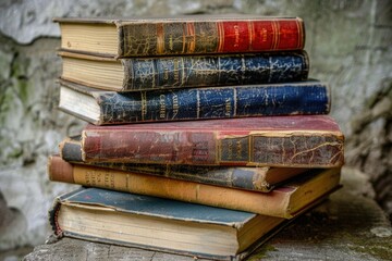 Poster - A collection of books stacked on top of each other
