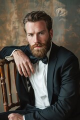 Wall Mural - a man in a tuxedo sitting in a chair