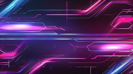 Poster - Abstract Neon Lines With Pink And Blue Glow