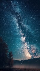 shooting star in night sky wallpaper - generative ai