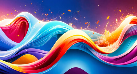 Wall Mural - Abstract Colorful Waves with Fire