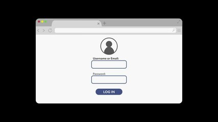 interface for entering username or email and password in a browser window. signing into an account o