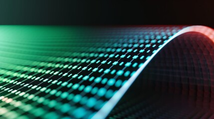 Poster - High-tech graphical report with signal data on a transparent holographic grid, neon green and blue, high-definition photo, high-resolution photo, realistic photo, cinematography