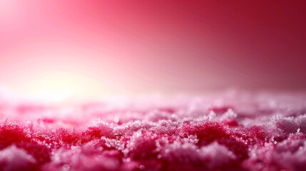 Wall Mural -  A red and white background with a close-up of blurred snowflakes