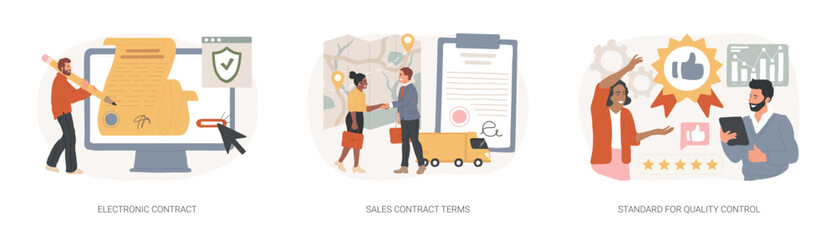 Poster - Business agreement isolated concept vector illustration set.