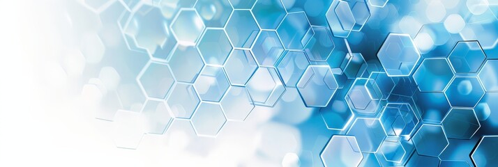 Poster - Abstract hexagonal medical background with blue tones. Ideal for healthcare and pharmaceutical concepts.