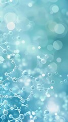 Poster - Abstract molecular structure with light blue bokeh effect. Ideal for healthcare and scientific presentations. Concept of medical research and innovation.
