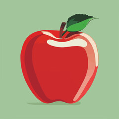 red apple with green leaf design, Red apple vector illustration, flat design, fresh red apples are suitable for fruit labels and fruit packaging logos