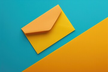 Aufkleber - A bright orange envelope sits atop a colorful blue and yellow background, perfect for adding a pop of color to your design