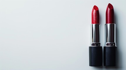 Poster - Stylish lipsticks on blank backdrop for text placement