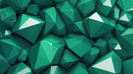 Abstract geometric green background with triangles, polygonal texture, crystal green background wallpaper.