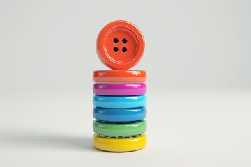 Set of colored buttons for sewing on a white insulated background