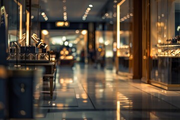 Sticker - A view of a store filled with various jewelry pieces displayed for sale