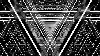 Poster - Futuristic Geometric Abstract Black and White Design with intricate lines and modern concept. Design