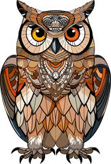 Wall Mural - owl illustration isolated on transparent background. 
