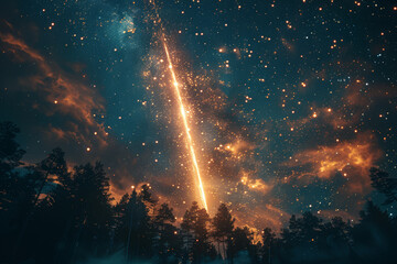 Wall Mural - a meteor shower illuminating the night sky, showcasing natural beauty. concept of cosmic events and 