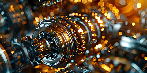 Wall Mural - advancements in automotive gearbox lubricating oil technology. concept semi-synthetic oils, dual-clu