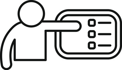 Poster - Line drawing of a manager pointing at a checklist, symbolizing task management and project planning