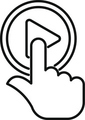 Poster - simple line icon of a hand pressing a play button, symbolizing the start of a video or audio