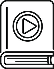 Poster - simple icon of a book with a play button, representing the concept of online education
