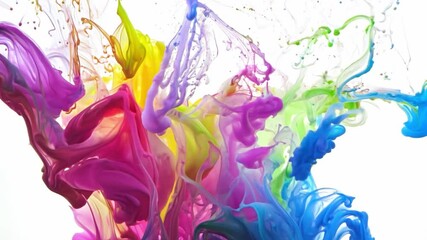 Aufkleber - Vibrant streaks of ink in various colors swirl and mix together in a clear liquid, creating a dynamic abstract design.