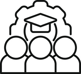 Poster - three people are working together, their graduation goal represented by a graduation cap inside a co