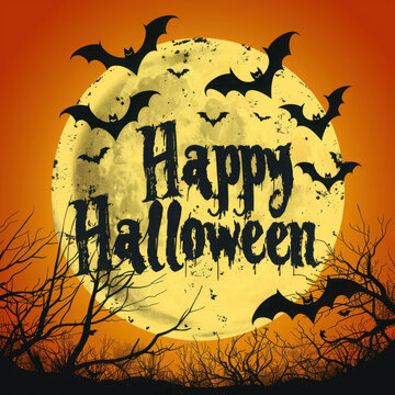 Orange-yellow Happy Halloween background

