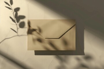 Poster - A shadow of a plant is cast on a wall