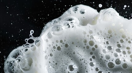 Poster - Close-up shot of a foamy substance on a dark background