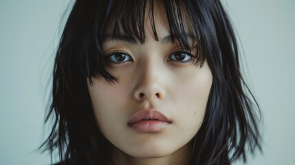 Canvas Print - Close Up Portrait Of Young Woman With Short Black Hair