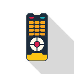 Poster - Modern remote control is lying with a long shadow on a solid color background