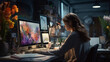 © Tatiana - Female digital artist working on a colorful design in a creative studio