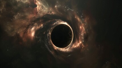 Aufkleber - A black hole, shrouded in darkness, pulls swirling clouds of gas and dust around it in a mesmerizing display of cosmic power