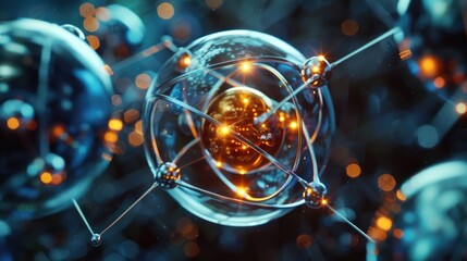Aufkleber - A close-up view of a sphere with lights in the background, suitable for use in science and technology contexts