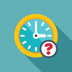 Poster - clock is showing the time passing with a question mark asking what time is it