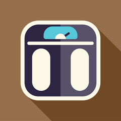 Poster - Bathroom scale icon showing weight loss progress with long shadow