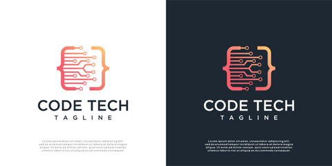 Coding technology logo design template inspiration.	
