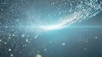 Poster - A digital light burst with blue and white hues illuminates a dark blue background.