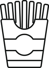 Wall Mural - Simple black and white line drawing of a french fries box