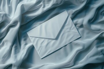 Poster - A single white envelope sits on top of a white sheet, perfect for use in business or personal correspondence