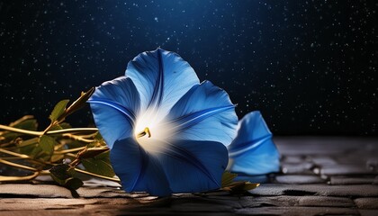 Wall Mural - vibrant blue morning glory with negative space