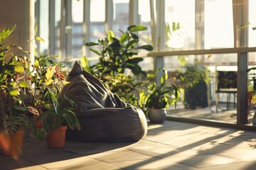 Wall Mural - A bean bag filled with lots of potted plants, perfect for indoor or outdoor use