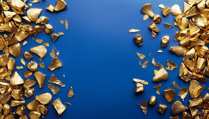 Canvas Print - background texture blue with pieces of gold scattered around the edges