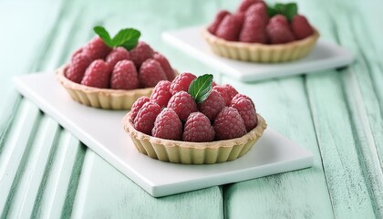 Wall Mural - raspberry tarts a sweet temptation