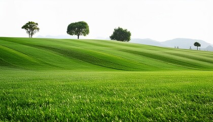 Wall Mural - green grass field isolated on white background