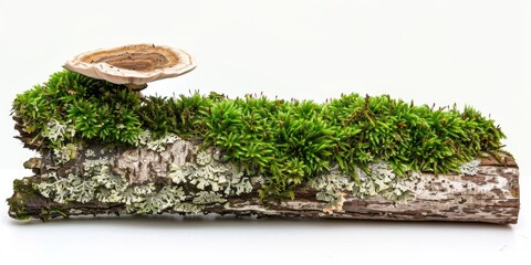Poster - A natural-looking piece of wood covered in lush green moss, perfect for using as a prop or background element