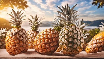 Wall Mural - ananas vintage tropical illustration