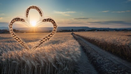 Wall Mural - wheat grain in a heart shape